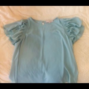 Green flutter sleeve top